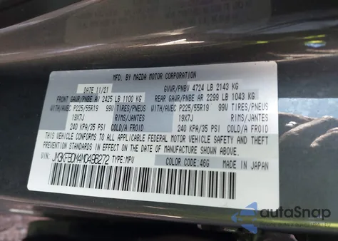 2021 Mazda Cx-5 Grand Touring from USA, damaged, VIN JM3KFBDM4M0496272